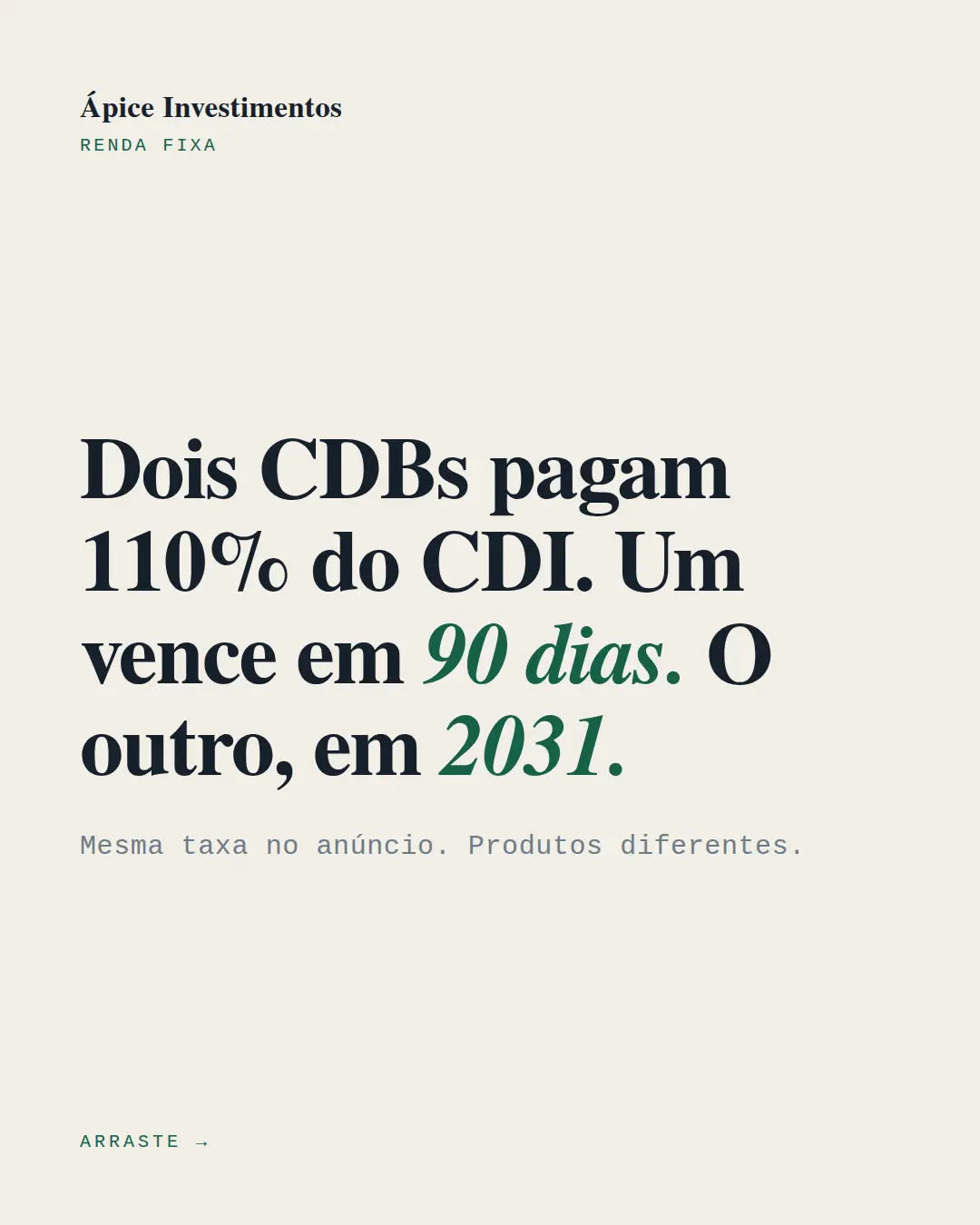 Capa de carrossel produzida para Finanças